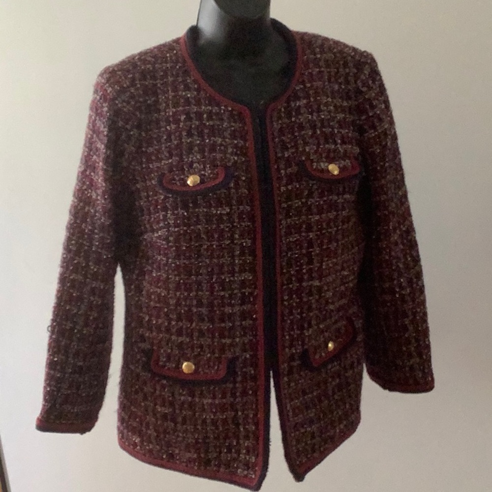 Talbots Tweed Blazer with Gold Buttons and Pockets Size 8 - Picture 1 of 14